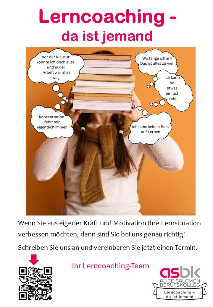 Poster, das über das Lerncoaching am ASBK informiert.